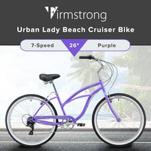 Firmstrong Urban Women's Beach Cruiser Bike, 7 Speed, 26 Inch, Purple w/ Black Seat