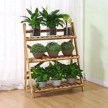 Household Simple Plant Trellis Folding Wooden Flower Rack Multi-level Indoor Balcony Ladder Flower Pot Stand Floor-standing Plant Storage Shelf Modern Rustic Ladder Frame For Garden Living Room