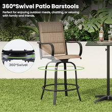 Soohow Patio Bar Stools Set of 4, Outdoor Swivel Barstools with Paded Textilene Fabric, All Weather Outdoor Bar Height Chairs, Ergonomic Comfort Tall Swivel Patio Chair for Balcony, Poolside, Lawn