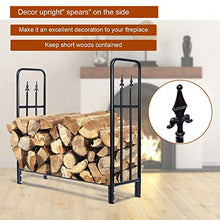 TXGJWRA Large 4ft Firewood Log Rack Holder Heavy Duty Wide Fireplace Logs Lumber Storage Carrier for Outdoor/Patio/Campfire Kindling Wood Stove Accessories Black,