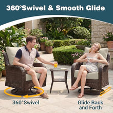 SAILARY Patio Furniture Set, 8PCS Outdoor Wicker Conversation Set with 6" Thick Cushions, High Back Rattan Sofa & Swivel Rocker Chairs, Weather Resistant Olefin Fabric for Garden, Poolside, Beige