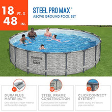 Bestway Steel Pro MAX 18ft x 48in Round Metal Frame Above Ground Swimming Pool Set Gray