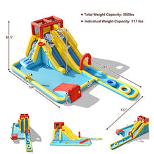 BOUNTECH Inflatable Water Slide, Dual Slides Kids Water Slide Park Jump Bouncy Castle w/2 Swimming Rings, Blower, Large Splash Pool, Backyard Blow up Water Slides Inflatables for Big Kids 3-12 Outdoor