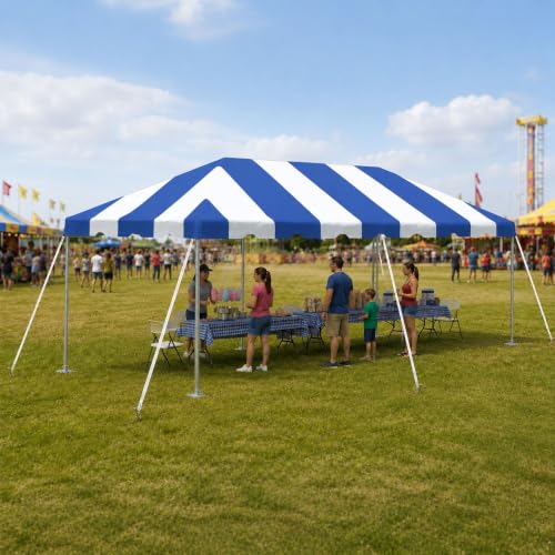 TentandTable 10' x 20' Premium West Coast Frame Tent with Blue White Top