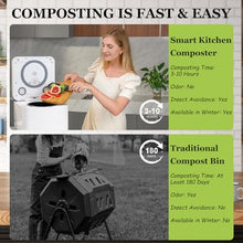 3.3L Smart Compost Bin Outdoor/Indoor, Odorless Intelligent LED Display, Turn Food Waste to Fertilizer for Garden, Food Waste Compost Machine,110V