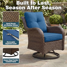 SAILARY Patio Furniture Set, 10PCS Outdoor Wicker Conversation Set with 6" Thick Cushions, High Back Rattan Sofa & Swivel Rocker Chairs, Weather Resistant Olefin Fabric for Garden, Poolside, Navy Blue