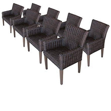 TK Classics TKC Venice Wicker Patio Arm Dining Chairs Set of 8 Aruba