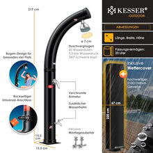 KESSER® Solar Garden Shower Arch Including Metal Shower Shelf + Protective Cover Warm Water | 20 Litres | Max. 60°C | Pool Shower Camping | Rain Shower Head & Tap | Garden Hose Connection