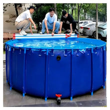 Pool Above Ground Canvas Fish Pond, Round Thickening Fish Pond Pool with Drain Valve, Large Collapsible Outdoors Tarpaulin, for Koi Culture Agricultural Irrigation Water Storage Tank(1x0.6m-470L)