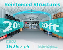 20 x 13 FT Outdoor Storage Shed, Large Metal Garden Shed with 2 Lockable Doors, Tool Sheds Outdoor Storage with 4 Air Vents, Garage Sheds Waterproof for Car, Truck, Bike, Garbage Can, Tool, Dark Gray