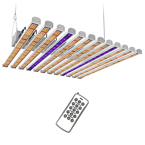 Samsung LM301B Diodes 12 Bar LED Grow Light Bar Full Spectrum UV IR TP-1200 Dimmable Timer Growing Lamp 1096W with Remote Control 7x7ft Coverage Replace HPS/MH2000W for Indoor Plants