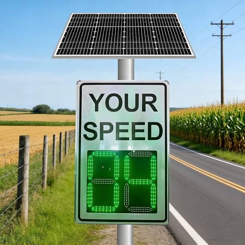 Radar Feedback Sign, 60x90cm(23.6x35.4in) Solar Powered Your Speed LED Radar Speed Display Sign, Applicable to Highways, Speed-Limited Roads