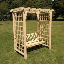 Keystone Amish Co. Bainbridge Pressure Treated Wooden Garden Arbor Swing, Outdoor Lawn Arbor with Porch Swing, Amish Crafted, Made in USA, 5-Foot, White Paint