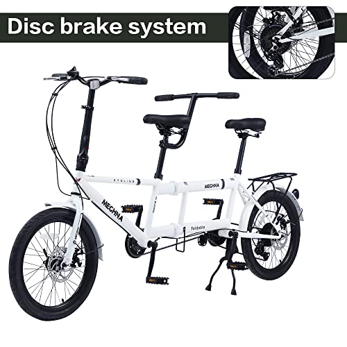 GOJLEX Foldable Tandem Bike 20”City Folding Bicycle White