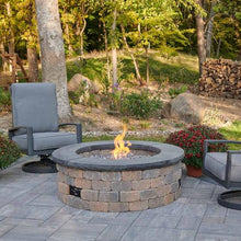 The Outdoor GreatRoom Company DIY Bronson Block Round Gas Fire Pit Kit with Battery Powered Spark Ignition, Propane or Natural Gas, Charcoal Grey Top 4-Piece Set, 51.25-Inch
