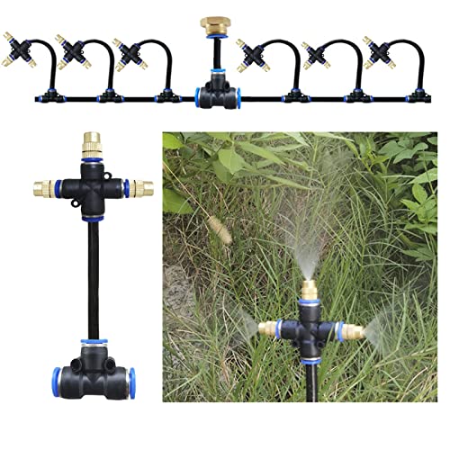 Outdoor Misting Cooling System Kit with Flexible Adjustable Nozzles & Flexible Misting Line & Filter, Patio Misters Mister System Drip Irrigation System for Outside Patio(Size:5m Tube+ 5 nozzles,)