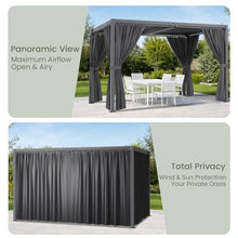 ADRERIC Louvered Pergola 12'x20' Outdoor Pergola with Roof, Heavy Duty Aluminum Frame & Waterproof Curtains, Hardtop Gazebo with Adjustable Louvers for Patio, Deck and Backyard, Gray