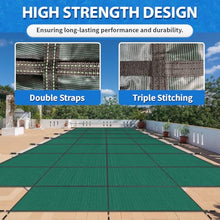 iCOVER Inground Pool Safety Cover, Fits 16x32ft Rectangular Pools with 4x8ft Center End Step, Winter Pool Covers for Inground Pools, Safety Pool Covers, Triple Stitched High Strength, Green