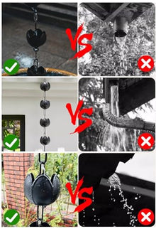 YUSIWOAL Flower Shaped Rain Chains for Gutters - Elegant Hanging Water Feature, Rainwater Catching System(2.2M (7.2Ft))