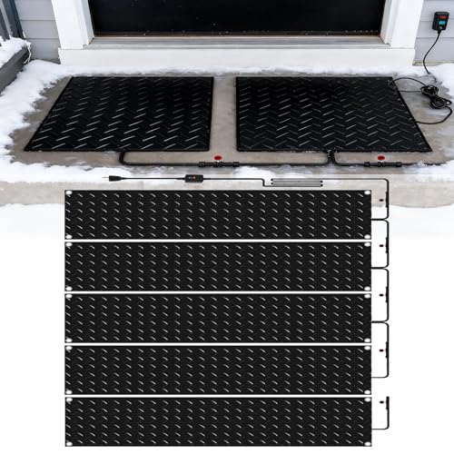 Heated Snow Melting Mats for Entrances/Stairs w/6 ft Cord, Outdoor Non-Slip Heated Outdoor Walkway Mat Heated Driveway Pad, Outdoor De-Icing Mat,Winter Removal and Ice Melt Product(5 Pcs,10IN x 15IN)