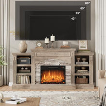 Homhougo Fireplace TV Stand for 80", Farmhouse Wood Entertainment Center