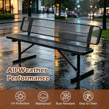 Metal Picnic Table, 72" Heavy Duty Outdoor Dining Table for 3-4 Adults, 882 LBS Capacity Galvanized Steel Table with Diamond Mesh Top and Ground Anchors, for Garden, Lawn, Patio, Porch, Park, Yard,Bla