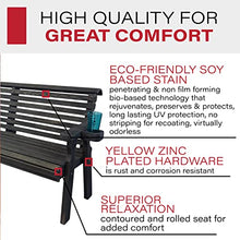 Amish Casual Heavy Duty Pressure Treated 5 Foot Outdoor Garden Bench with Cup Holders - Amish Crafted Roll Back Design in Black Stain, 700 Lb Weight Capacity