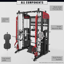 Fitness Dreamer Home Gym Smith Machine for Upper Body Strength Training Equipment and Leg Developer Red