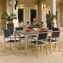 Oxford Garden Travira 7-Piece Dining Set 63in Table & Sling Chairs Ink Pen