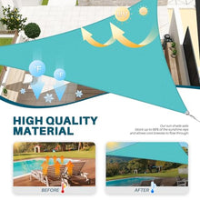 Coarbor 37'x37'x37' Sun Shade Sail A Ring Design Steel Cable Wire Reinforcement Canopy Super Heavy Duty Strengthen Shades for Outdoor Patio Deck Yard Garden-Turquoise