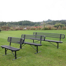 Heavy Duty Metal Park Bench for Outside, Outdoor Garden Benches with Backrest & Portable Frame, Expanded Metal Mesh Bench for Shopping Malls, Lawn, Park, Deck, Patio, Porch (Black, 8FT/96INCH)