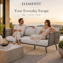 Outdoor Couch Elementi Milano Patio Sofa, 3 Seat Outdoor Patio Furniture Sofa with Aluminum Rope Frame and Sunbrella Canvas Granite 5402 Cushions, Dark Gray, 88.6 x 30.3 x 28.3 in