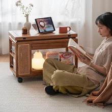 Couch End Table Chinese Style Wooden Sofa Side Table Foldable Living Room Movable Balcony Coffee Table Sofa Side Table Trolley Corner Tables for Living Room