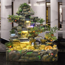 Large Multi-Tier Rockery Waterfall Fountain with LED Lights, Natural Zen Garden Decoration, Indoor & Outdoor Water Feature with Pond for Home, Office, Patio, or Yard(#A)