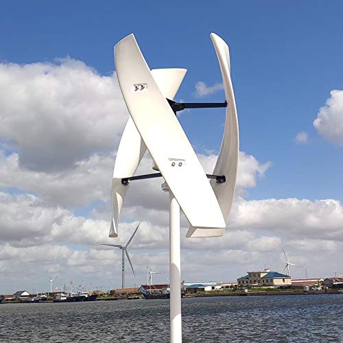 NINILADY Free Energy 600w Vertical Wind Turbine Generator 3 Blades 12v 24v 48v 300RPM with MPPT Controller for Home Factory Use (12V Without Controller, White)