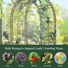 Plow & Hearth Arch Metal Outdoor Garden Arbor Double Gate | Montebello | 7 Feet Tall | Gunmetal Black | Steel Iron Trellis Lattice Climbing Plants & Heavy Vines