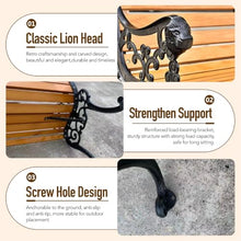 XYYZZZ Outdoor Garden Bench, 59in Weatherproof Patio Bench with Cast Iron Backrest, Solid Wood Seat & Protective Cover, 570 LBS Capacity, Easy Assembly Park Bench for Yard/Deck/Porch(Black)