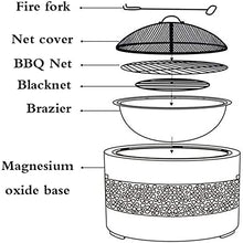 SLGGPJBU Garden Fire Pit Backyard Patio Garden Fireplace Concrete Round and Wood Burning Fire Pit 3 in 1 Fireplace for Bonfire Barbecue in The Wild with Grill Grate for Heati