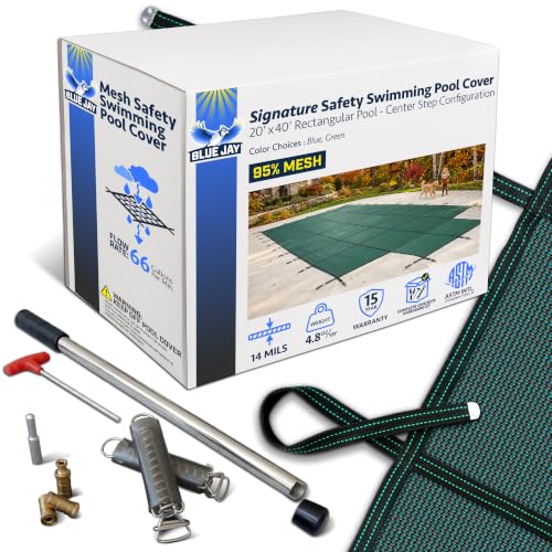 Blue Jay Safety Cover 20x40 ft Center Step Rect Inground Pool Size – Green