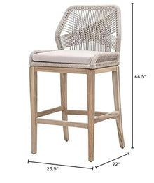 Home Square 30" Fabric Outdoor Barstool Set of 2 Gray
