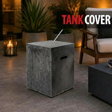 AMS 36" Concrete Square Propane Gas Fire Pit Table with Tank Cover (Pweter)