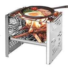 HUSHHAAMPP Outdoor Camping Barbecue Grill Rack Mini Folding Stainless Steel Stove Roaster Charcoal BBQ Oven Set Home Picnic Travel Cookware