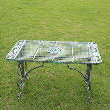 FENOKD Old Tables and Chairs Suitable for Courtyard Outdoor Double Backrest Table and Chair Set Coffee Table Coffee Table Iron Material Home and Garden Decoration 38.9 Inches Retro Green (Table)