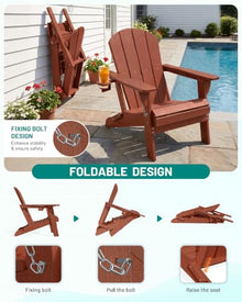 PLUUV Adirondack Chair Set of 6, Fire Pit Chair with Cup Holder, Terracotta