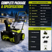 Naturalpowev 40V Cordless Electric Snow Shovel, 4.0Ah Battery and Fast Charger Included 2Batteries
