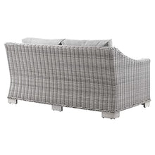Modway Conway Outdoor Patio Wicker Rattan Loveseat in Light Gray Gray