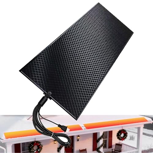Pimluity Heated Snow Melting Mats Outdoor - 10FT x 14IN Anti-Slip Graphene Mats for Decks, Walkways & Backyards | 4 in/h Melting Speed, Prevents Roof & Valley Ice Dams (4PCS)