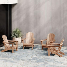 WestinTrends Malibu 4-Piece Set Outdoor Folding Poly Adirondack Chair, Teak