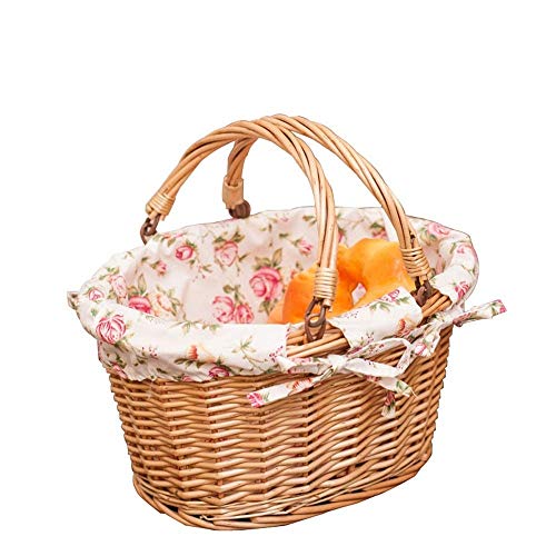 Storage Basket,Wicker Gift Baskets Empty Oval Willow Woven Picnic Cheap Easter Candy Wine with Handle Egg Gathering Wedding