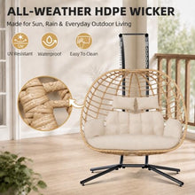 Micleed Double Egg Swing Chair with Stand, Outdoor 650LBS, Cream